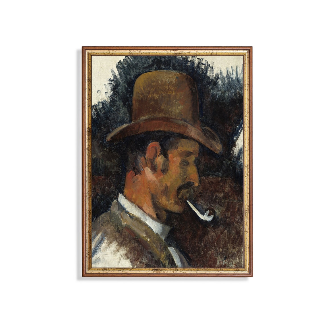 Man with a Pipe in Profile Post-Impressionist Vintage Portrait Poster