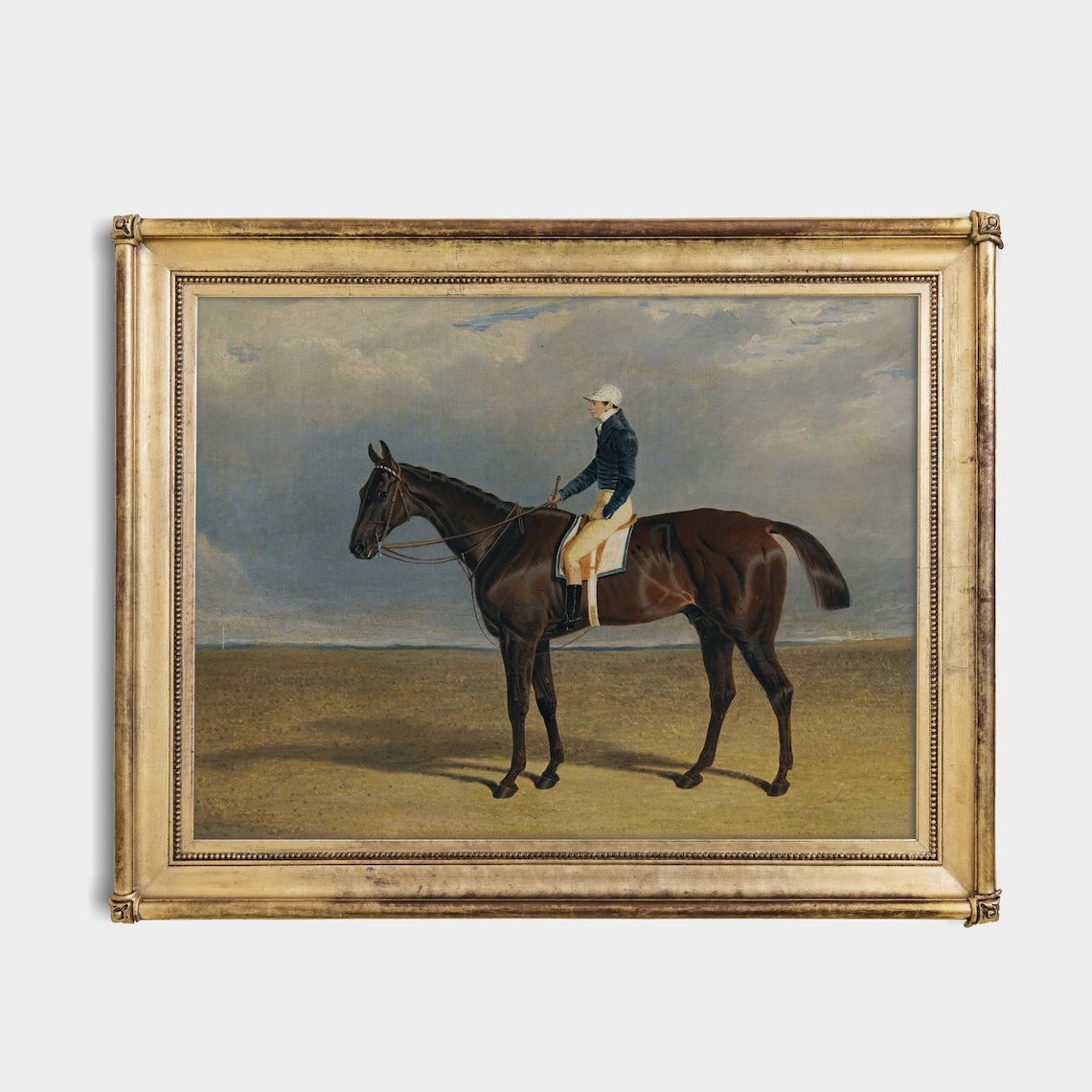 Jockey on a Bay Racehorse at the Track Vintage Sporting Poster - Image 2