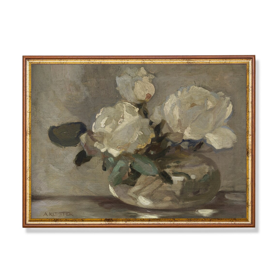 Still Life With Rose, Vintage Rustic Wall Art Print