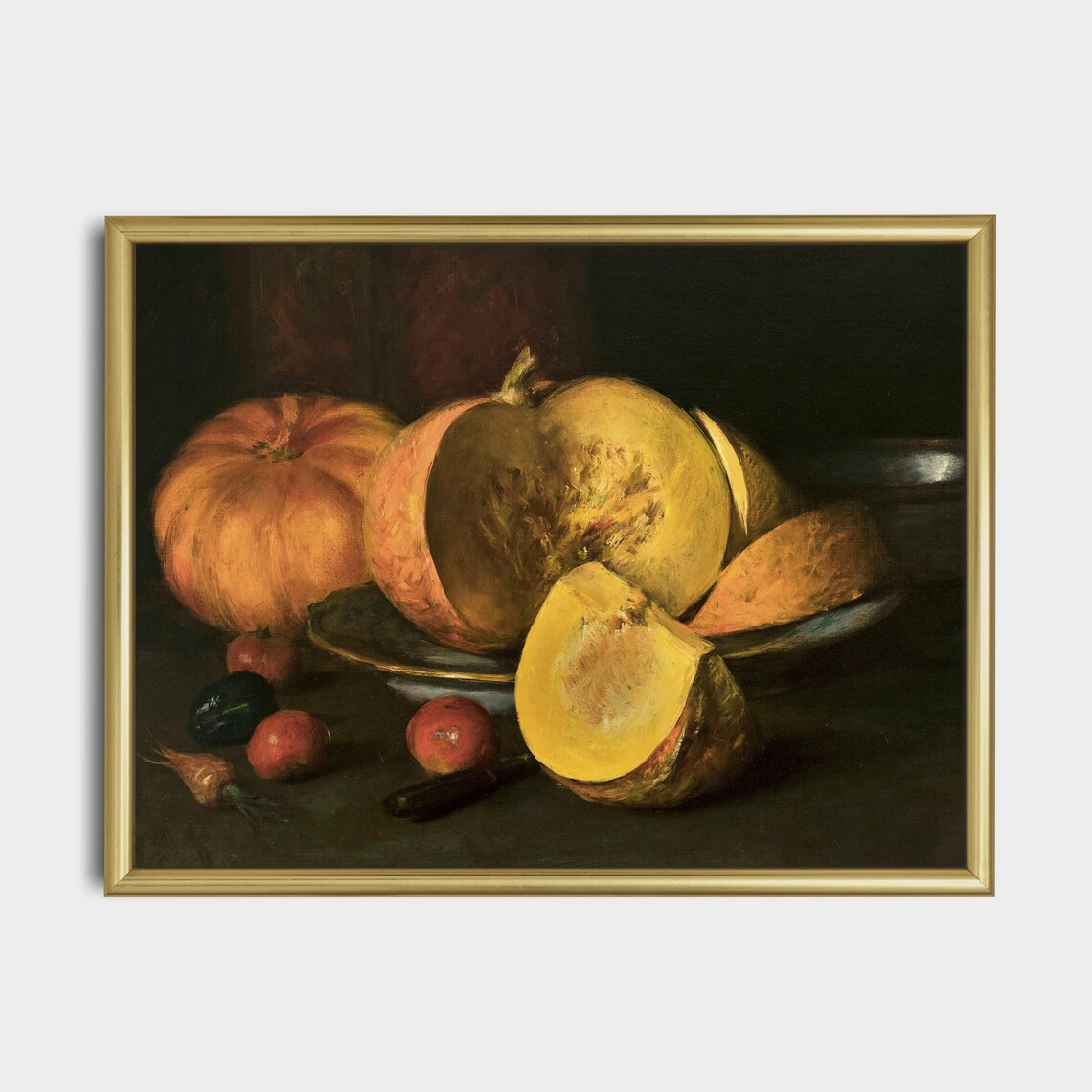 Vintage Still Life With Pumpkin, Rustic Art Print - Image 3