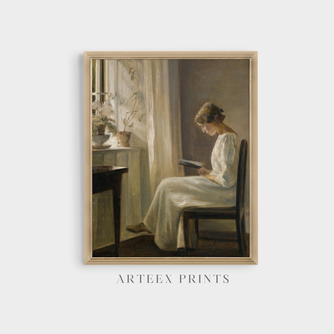 Woman Reading Book, Vintage Danish Interior Art Print - Image 5