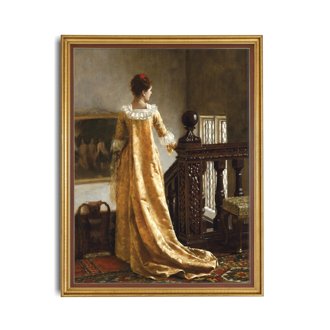 Victorian Lady Vintage Portrait Oil Painting Print - Image 3