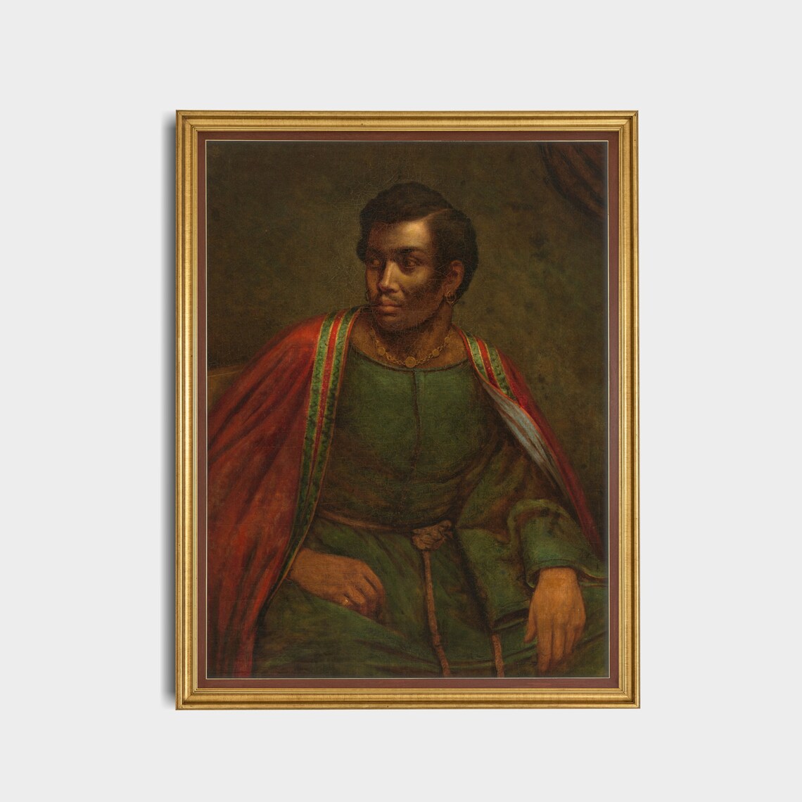 Black Gentleman In Red Cloak And Green Tunic Classical Portrait Poster - Image 5