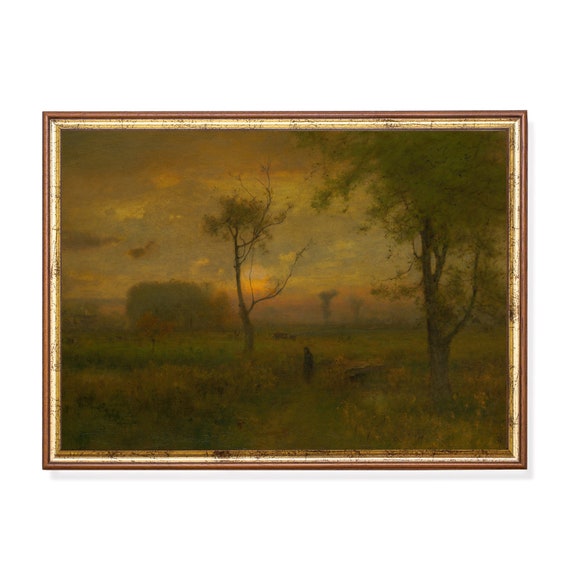 Printed And Shipped Landscape Painting Vintage Wall Art Antique Country Decor Moody Rustic Print Nature Scenery Artwork Fine Art