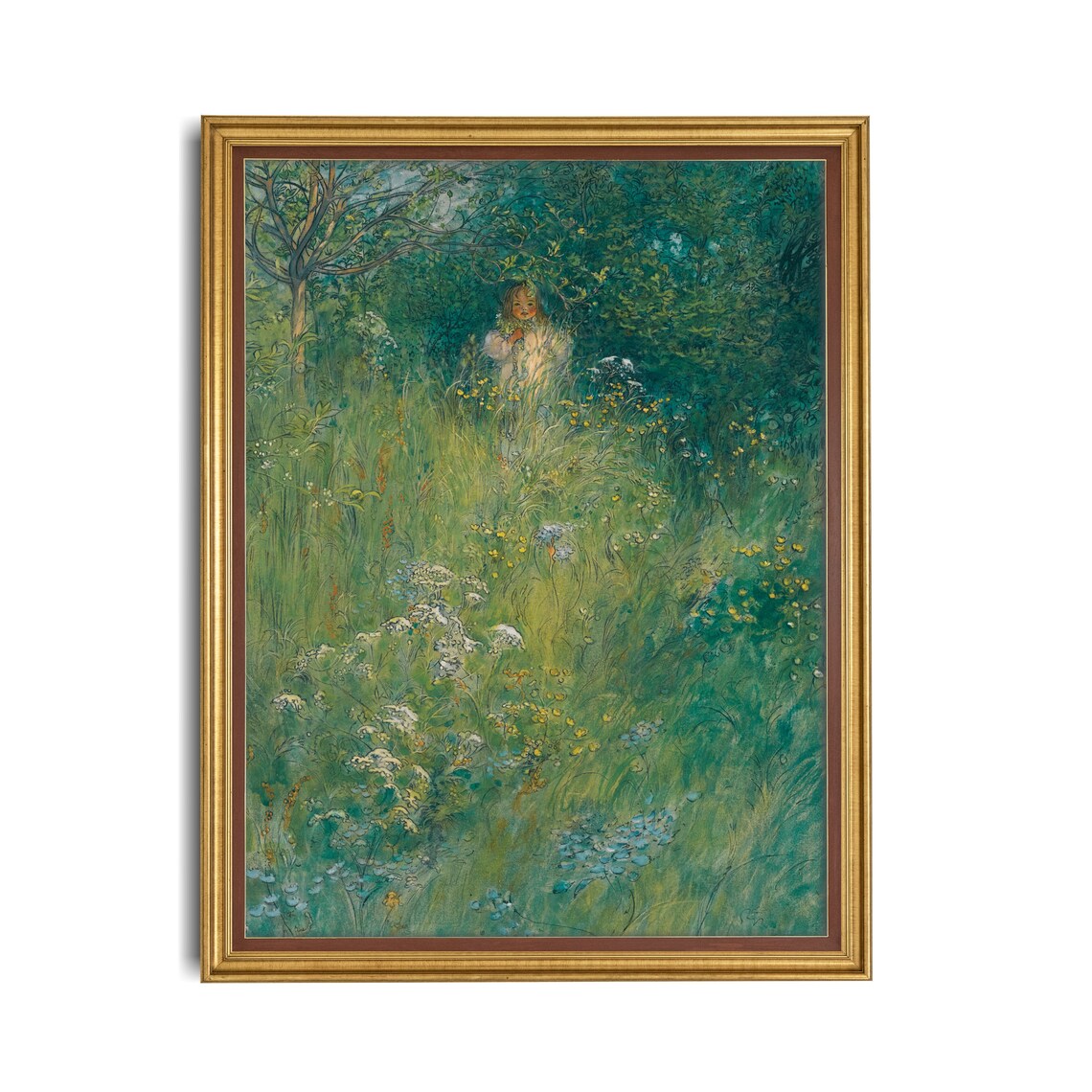 Young Girl in a Wildflower Meadow Beneath Green Trees Poster - Image 2