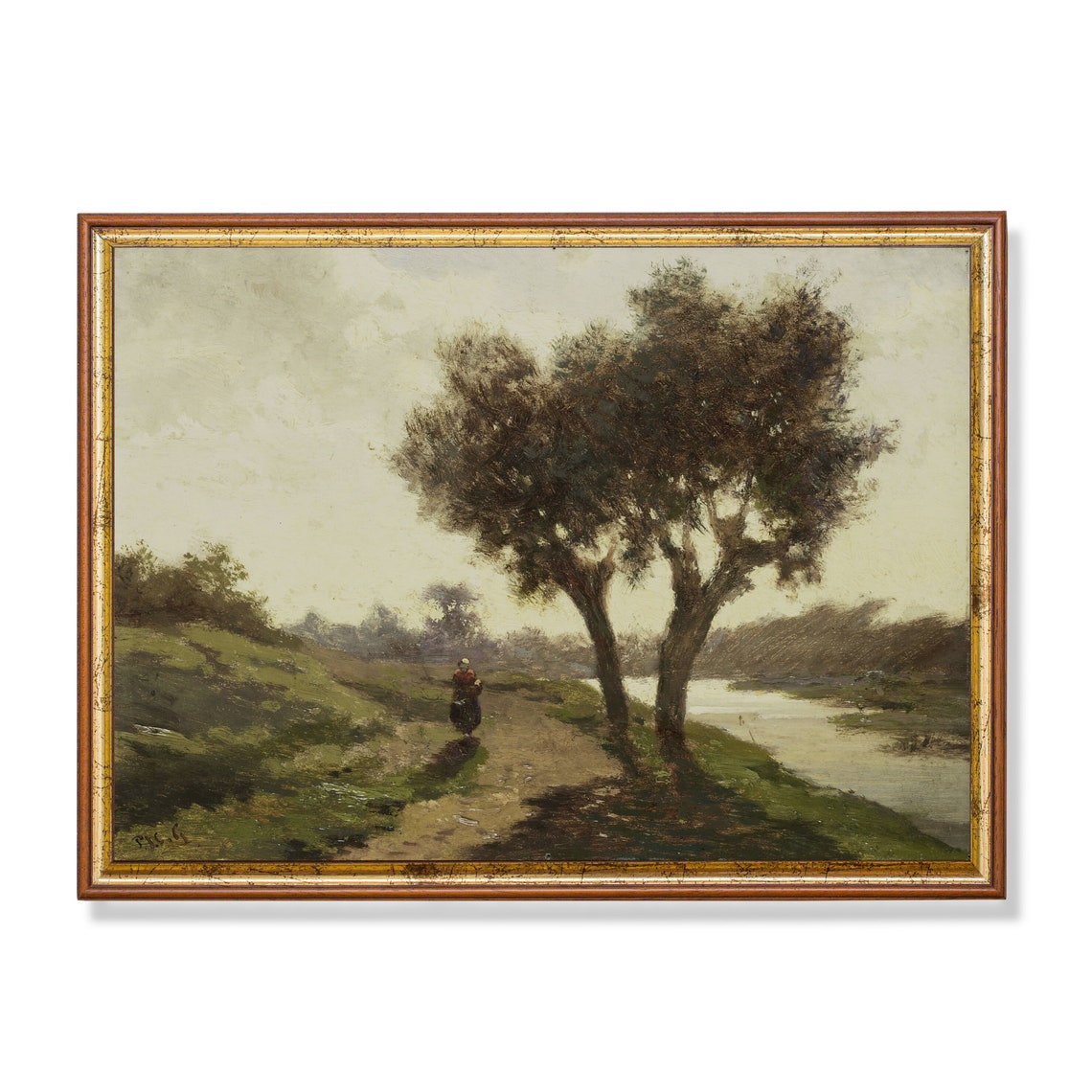 Barbizon Style Riverside Path Landscape Painting Wall Poster