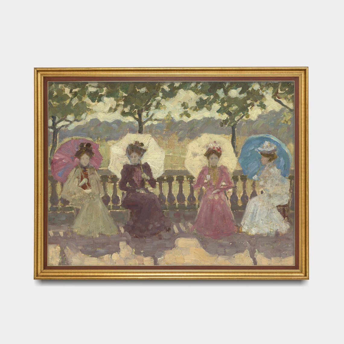 Printed And Shipped Women Sitting In Park Vintage Portrait Painting Moody Rustic Oil Painting Victorian Female Art Physical Prints - Image 5