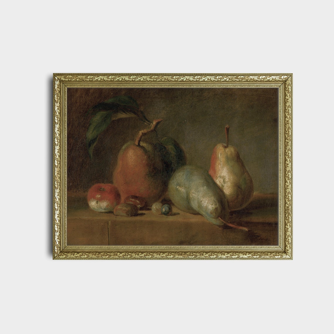 Pears Still Life Antique Kitchen Fruit Oil Painting Art Poster - Image 2