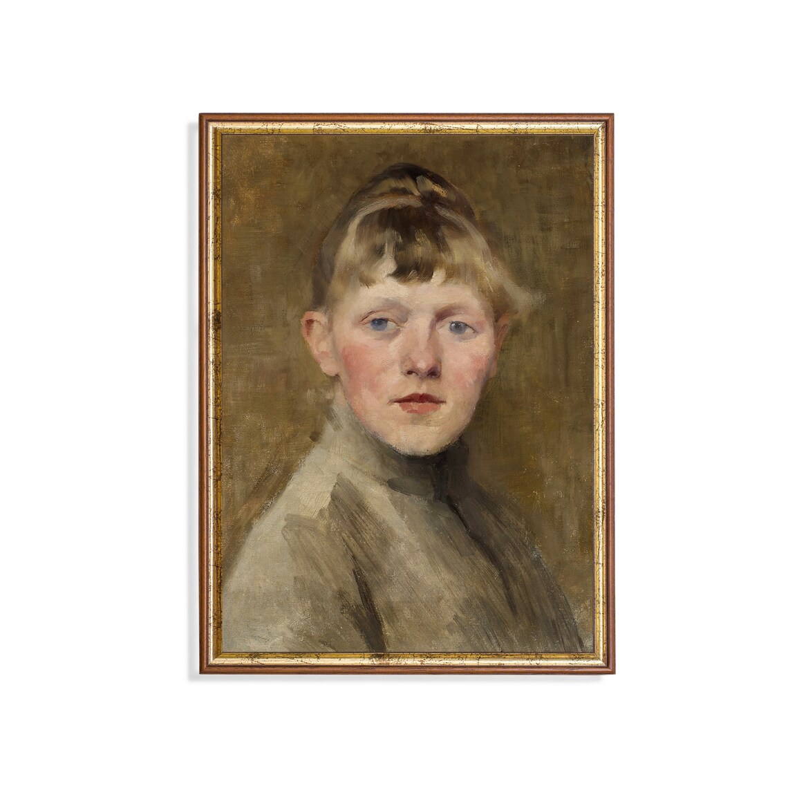 Portrait of a Young Girl with Blonde Hair and Rosy Cheeks Poster