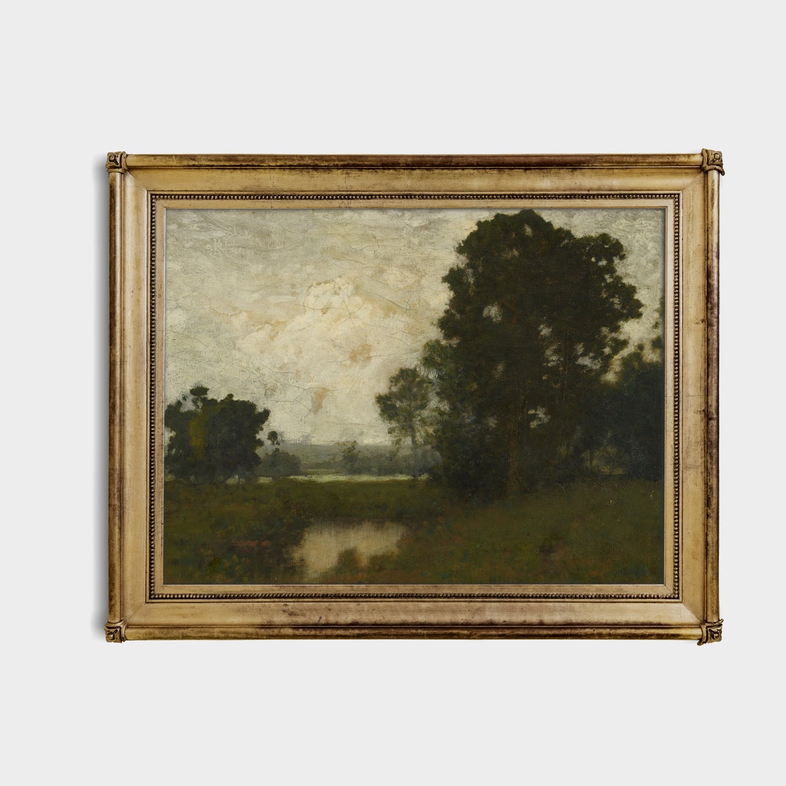 Dark Forest Pond Moody Antique Landscape Painting Rustic Poster - Image 4