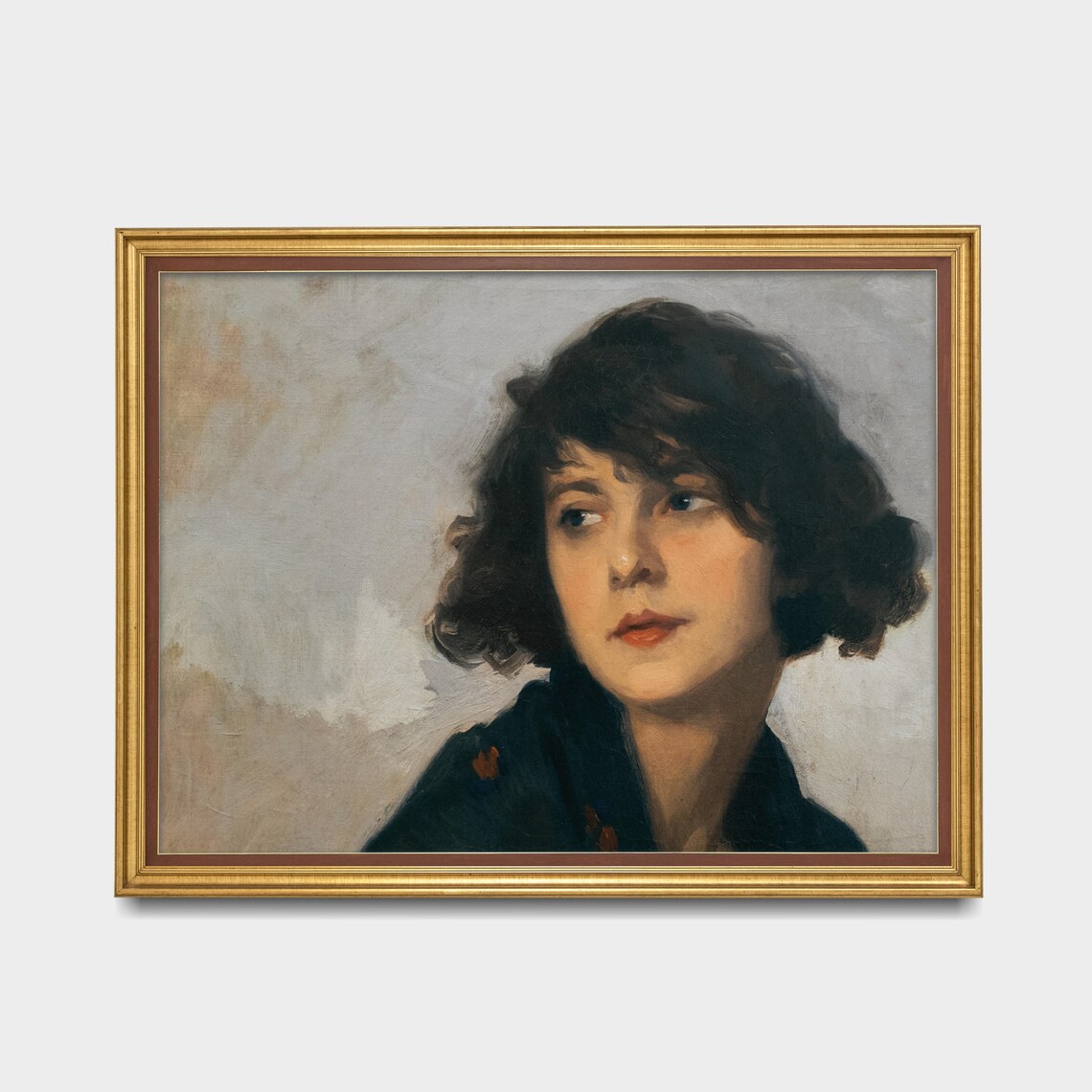 Victorian Woman Portrait, Vintage Oil Painting Print - Image 3