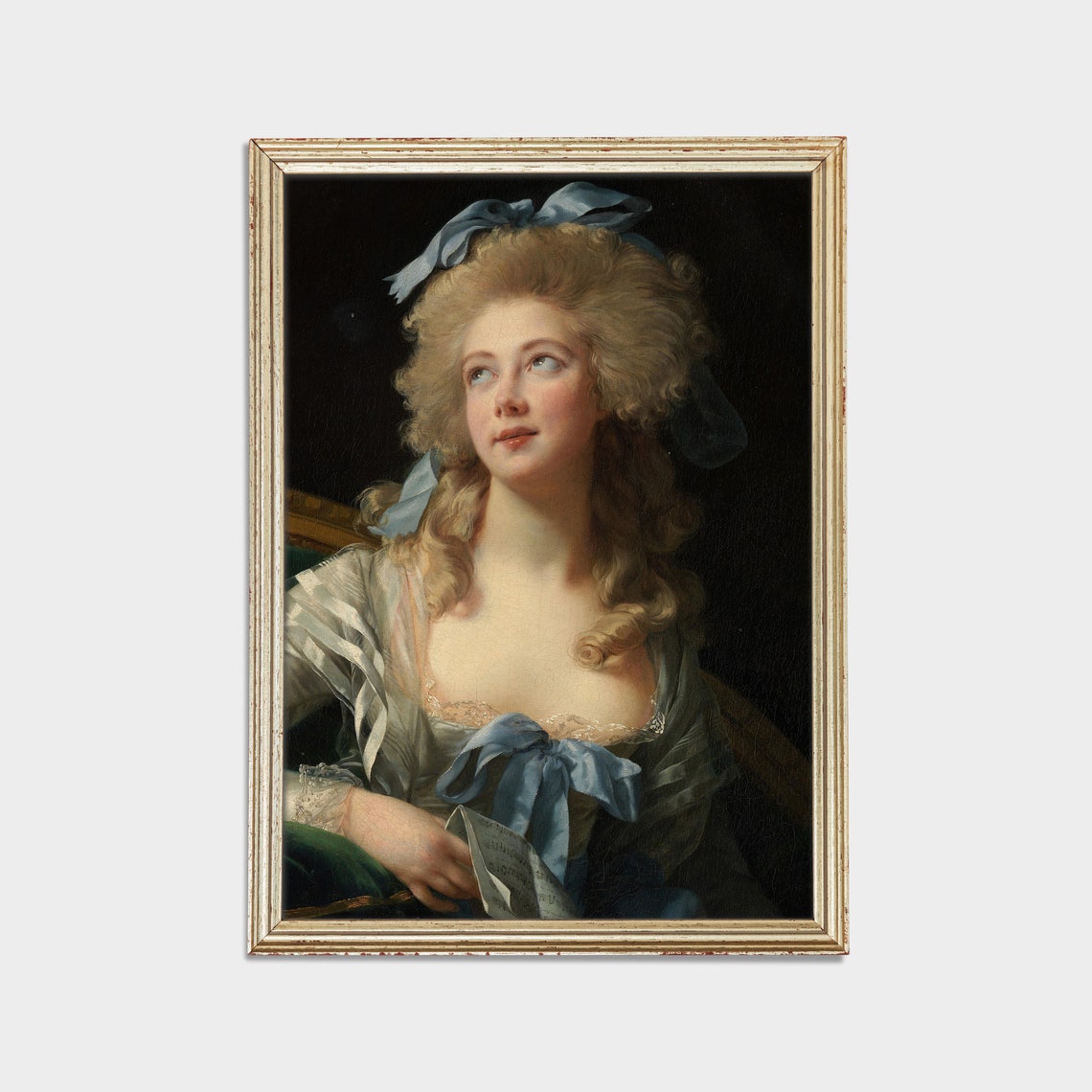 Rococo Lady With Blue Ribbons Holding Sheet Music Portrait Poster - Image 2