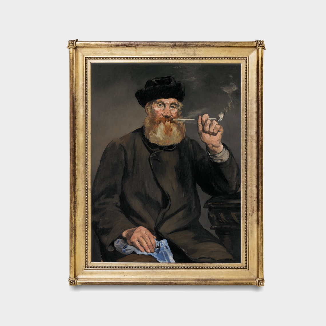 Bearded Gentleman Smoking Pipe Vintage Character Portrait Poster - Image 3