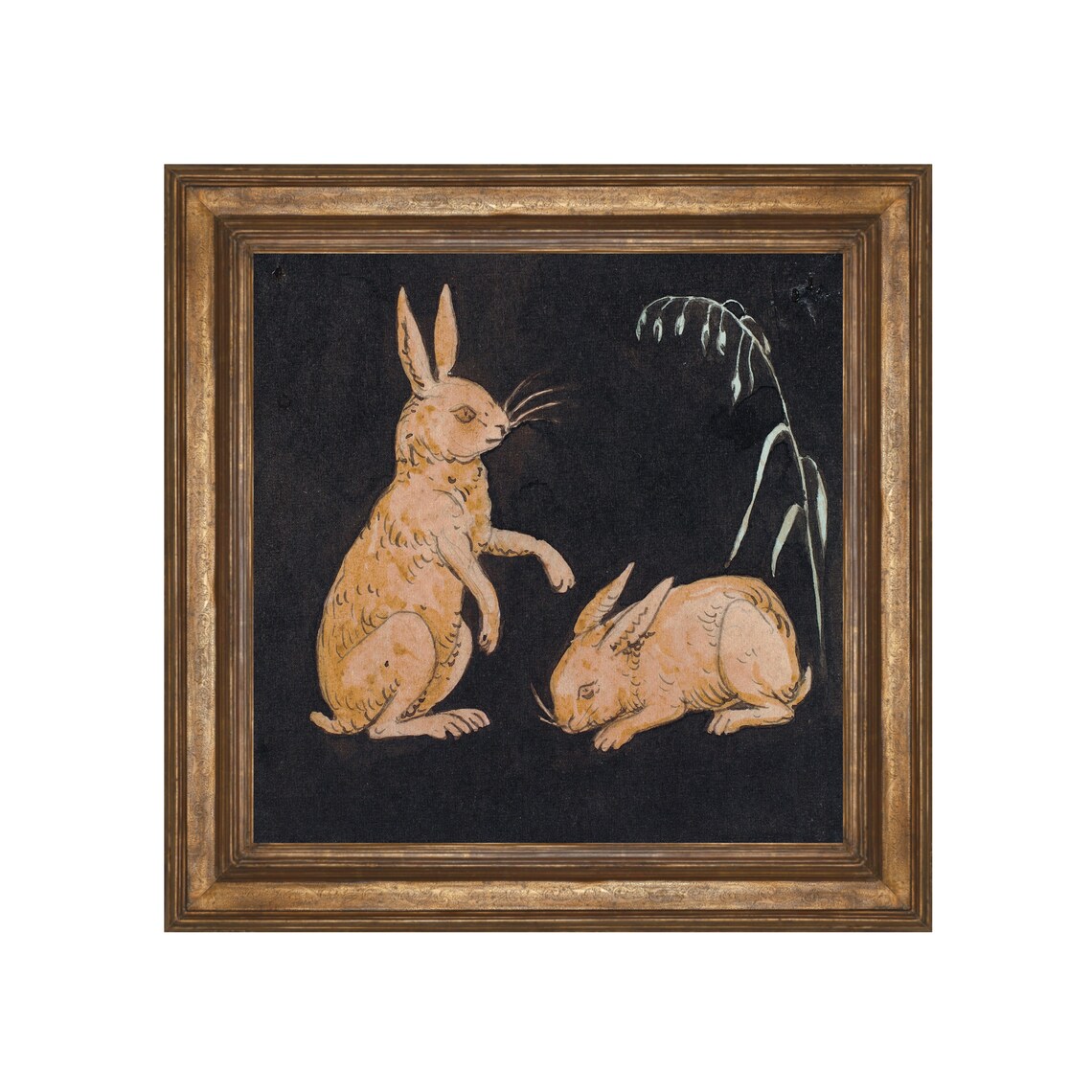 Vintage Rabbit Art Print, Antique Bunny Pairing - Image 3