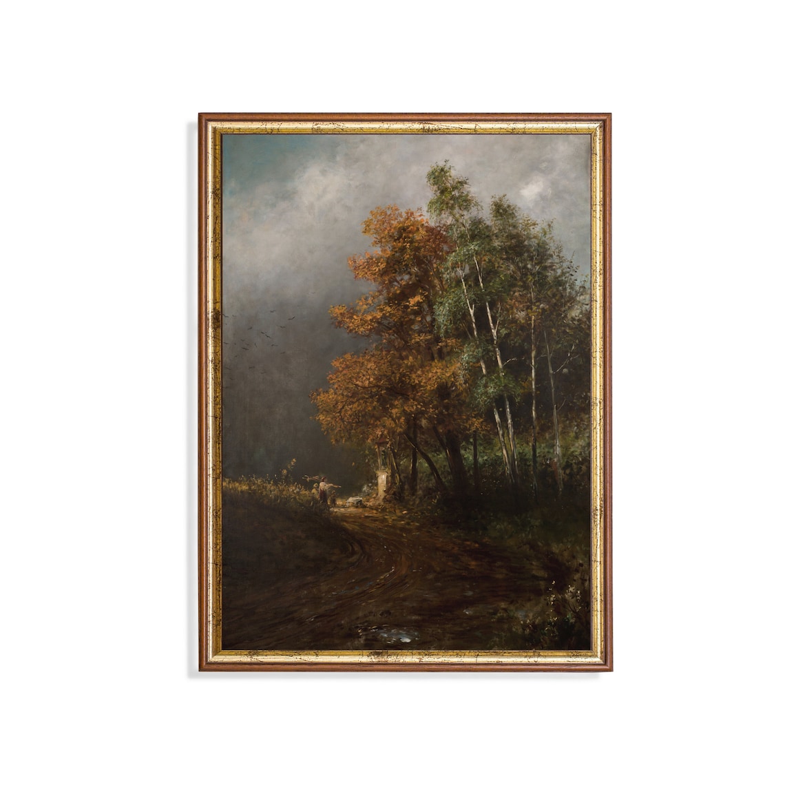 Vintage Autumn Landscape, Moody Rustic Art Print