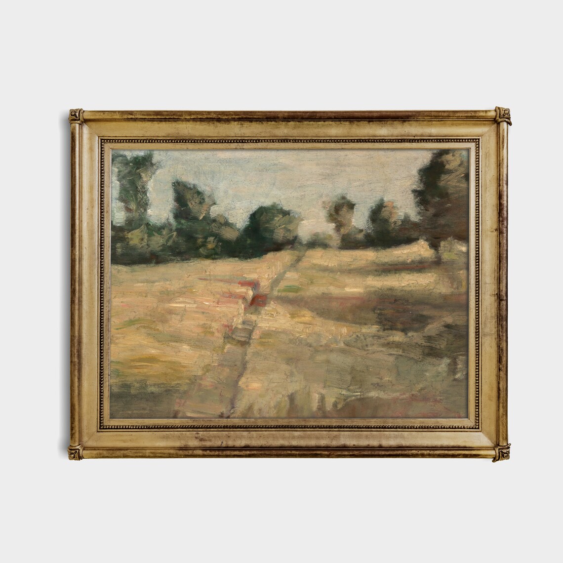 Earthy Abstract Field Landscape Loose Brush Vintage Painting Poster - Image 3