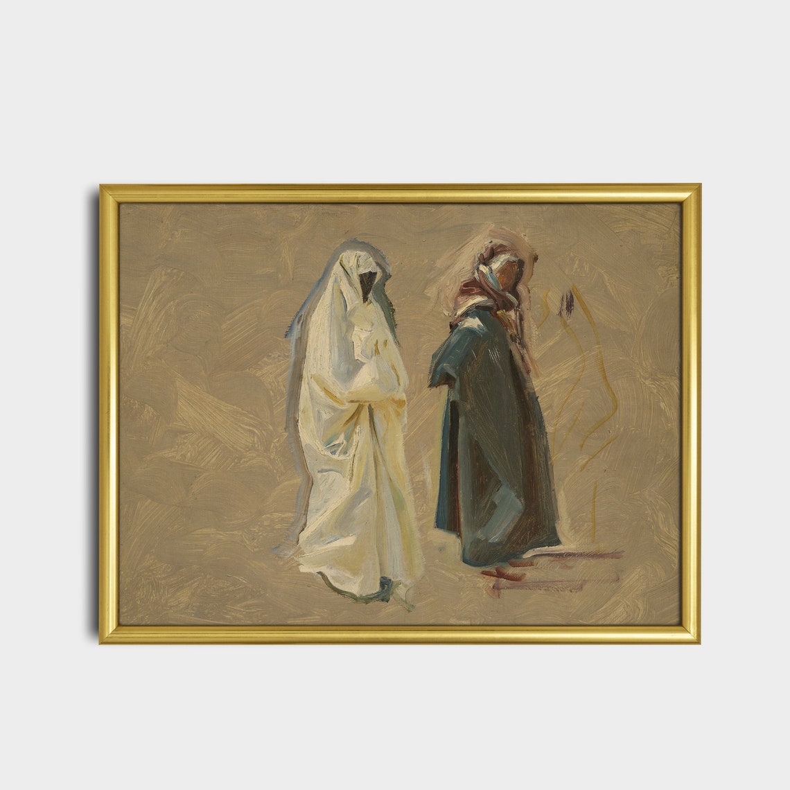 Two Robed Figures Impressionist Vintage Figure Study Painting Poster - Image 2