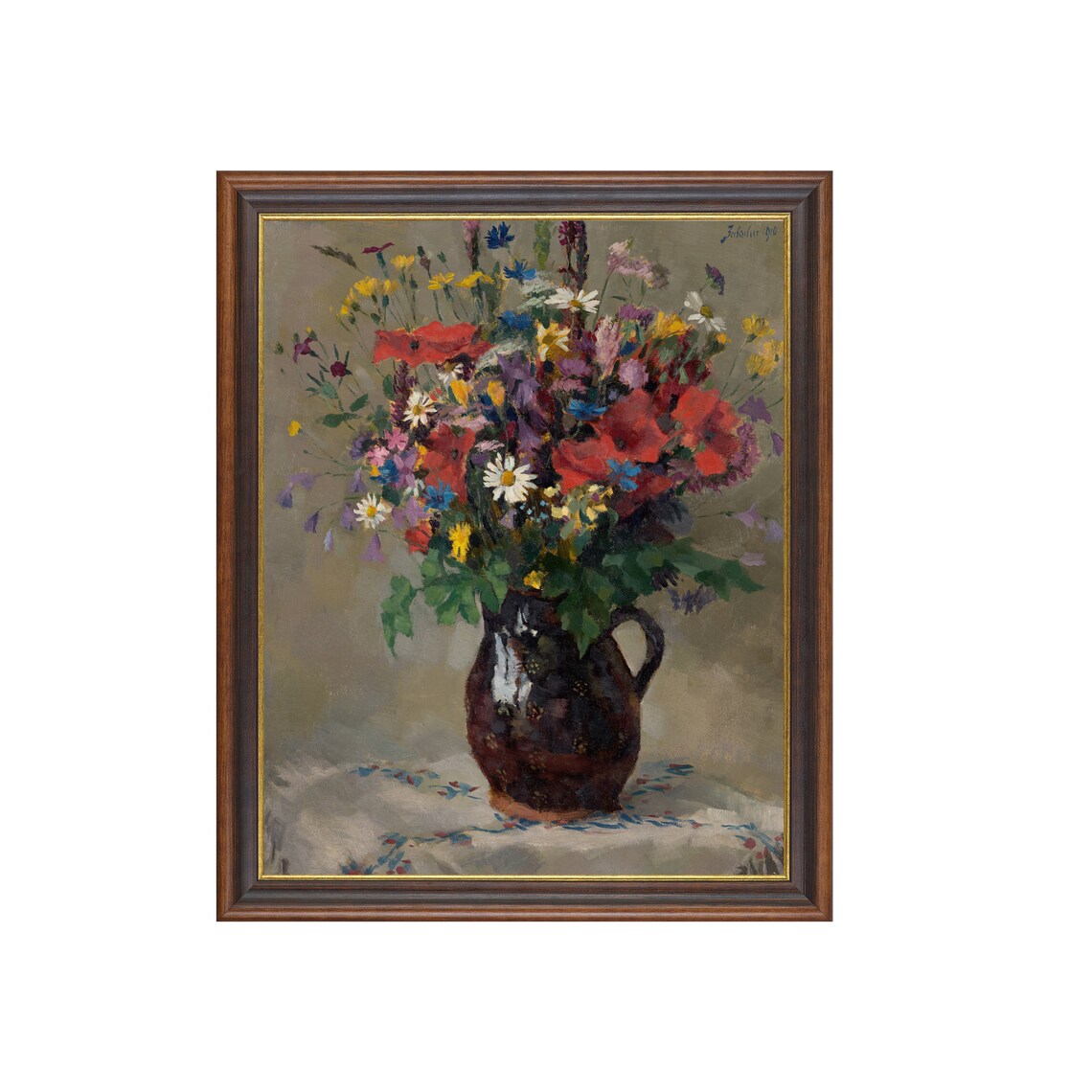 Wildflowers in a Ceramic Jug Antique Floral Still Life Poster - Image 3