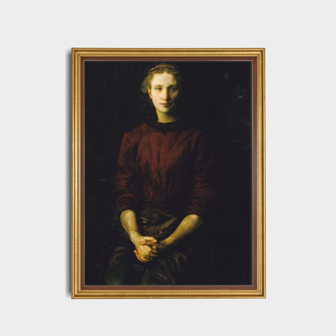 Printed And Shipped Woman Portrait Painting Vintage Oil Dark Moody Portrait Antique Dark Academia Classic Female Portrait - Image 3