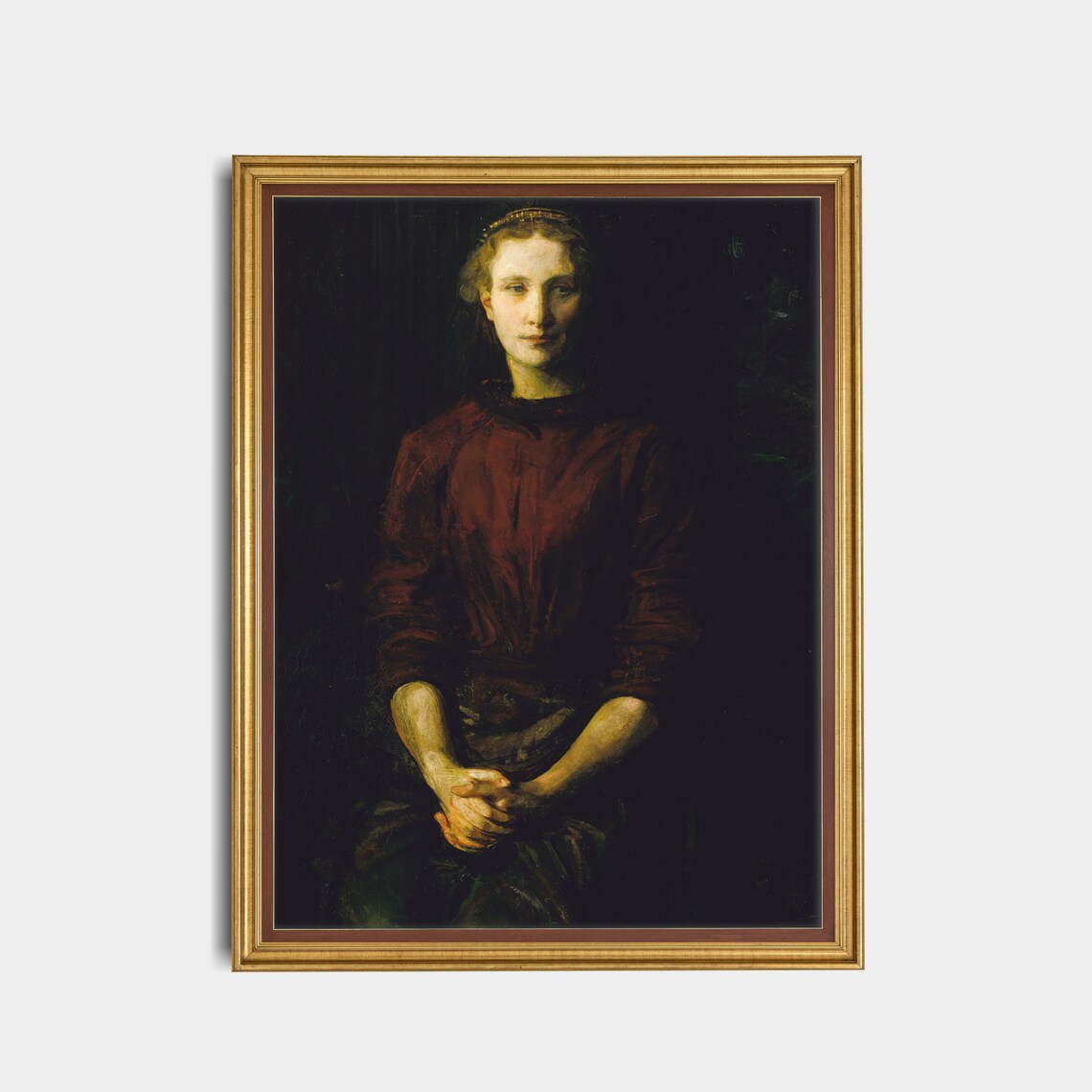 Seated Woman in Dark Dress Moody Classic Portrait Painting Poster - Image 5