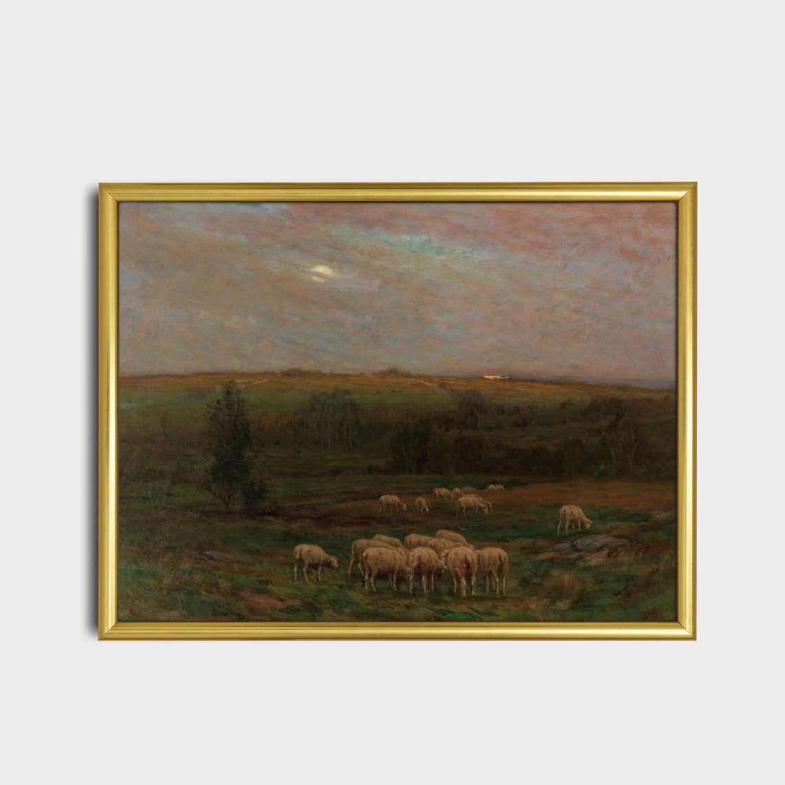 Printed And Shipped Country Landscape Art Print Vintage Farmhouse Decor Antique Sheep Painting Livingroom Art Oil Painting - Image 3