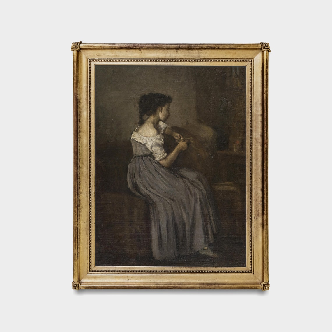 Vintage Portrait Painting Antique Woman Portrait Moody Rustic Print Wall Art Oil Painting Fine Art - Image 3