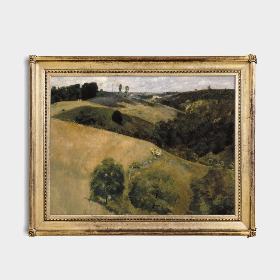 Golden Rolling Hills Farmland Vintage Country Landscape Paint Poster - Image 3