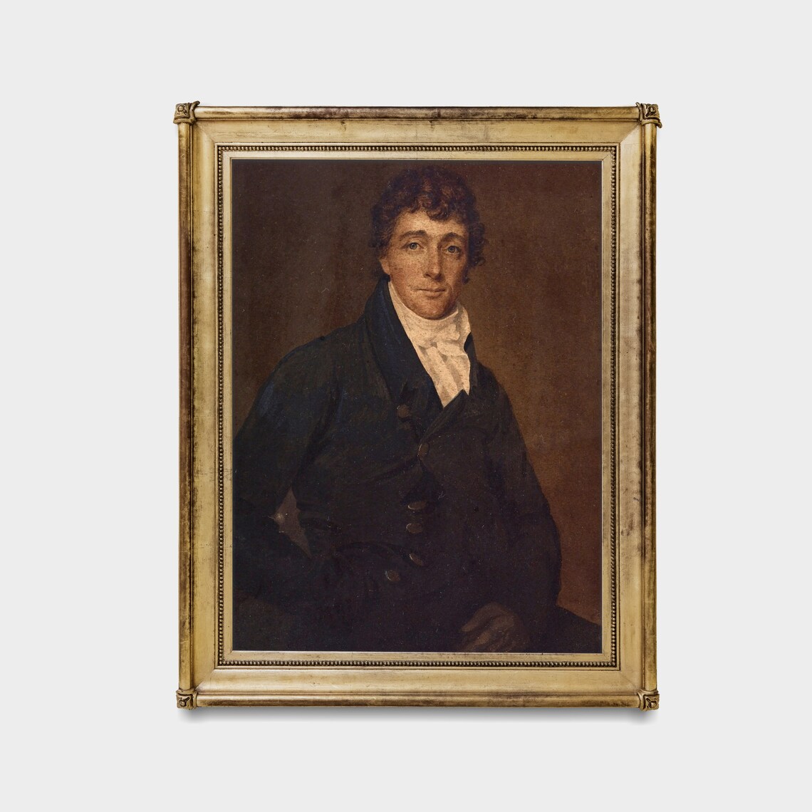 Gentleman in a Dark Coat Antique Victorian Oil Portrait Poster - Image 4