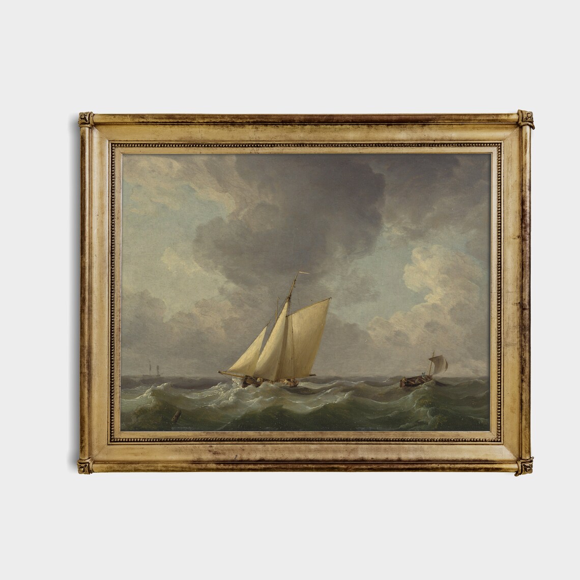 Vintage Sailing Ship Seascape Art Print, Rustic Nautical Decor - Image 4