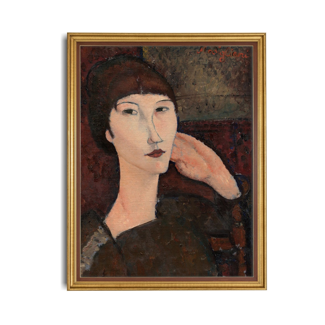 Dark-Haired Woman Resting Her Hand on Her Head Modigliani Poster - Image 4