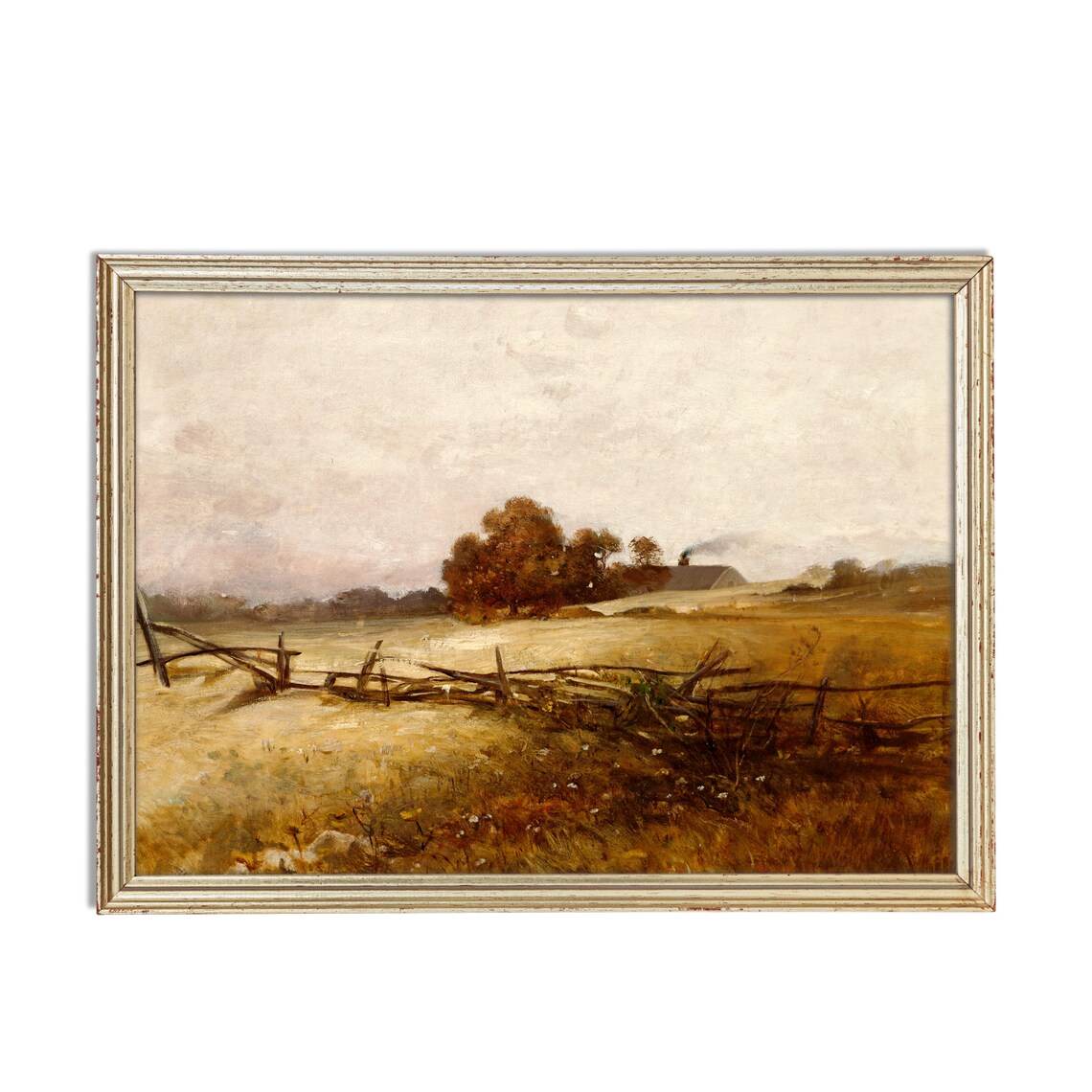 Golden Autumn Field With Split Rail Fence Vintage Farm Poster - Image 2