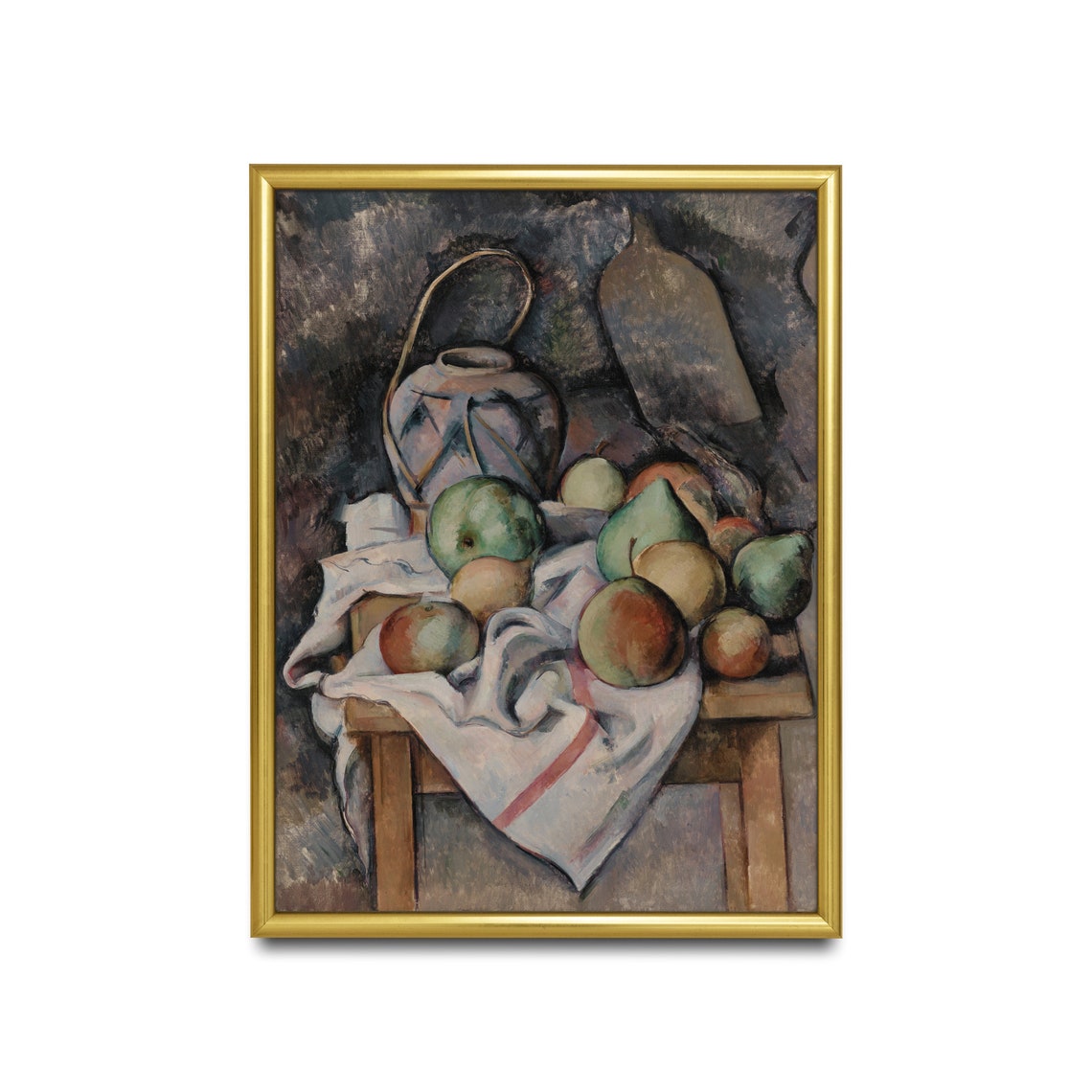 Still Life with Ginger Jar Pears and Apples Vintage Painting Poster - Image 3