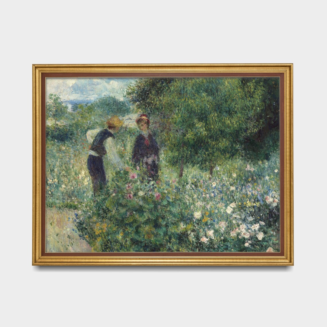 Two Gardeners Picking Flowers in a Lush Impressionist Garden Poster - Image 5