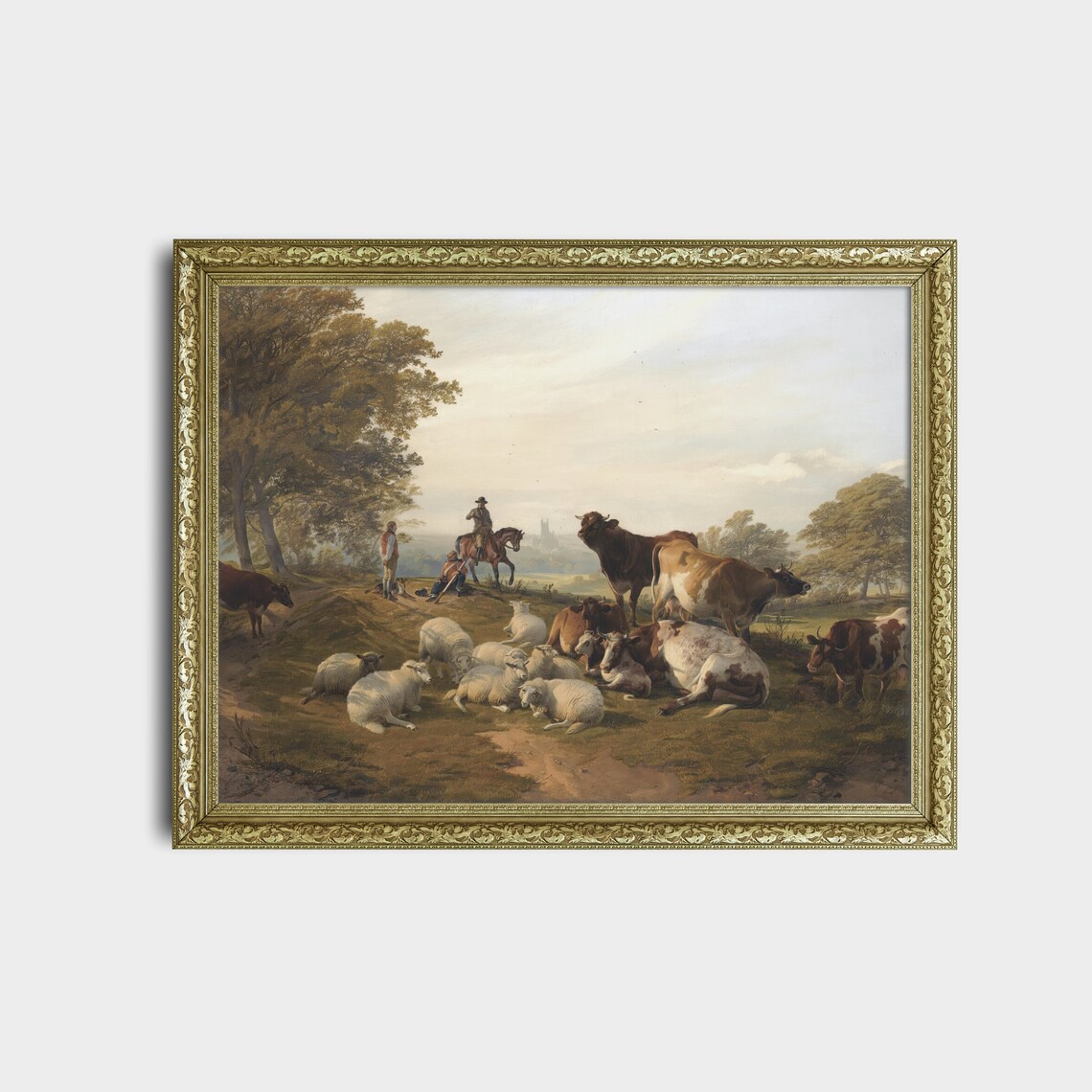 Vintage Country Landscape Antique Cows Painting Farmhouse Decor Oil Painting Print Wall Art Fine Art - Image 2