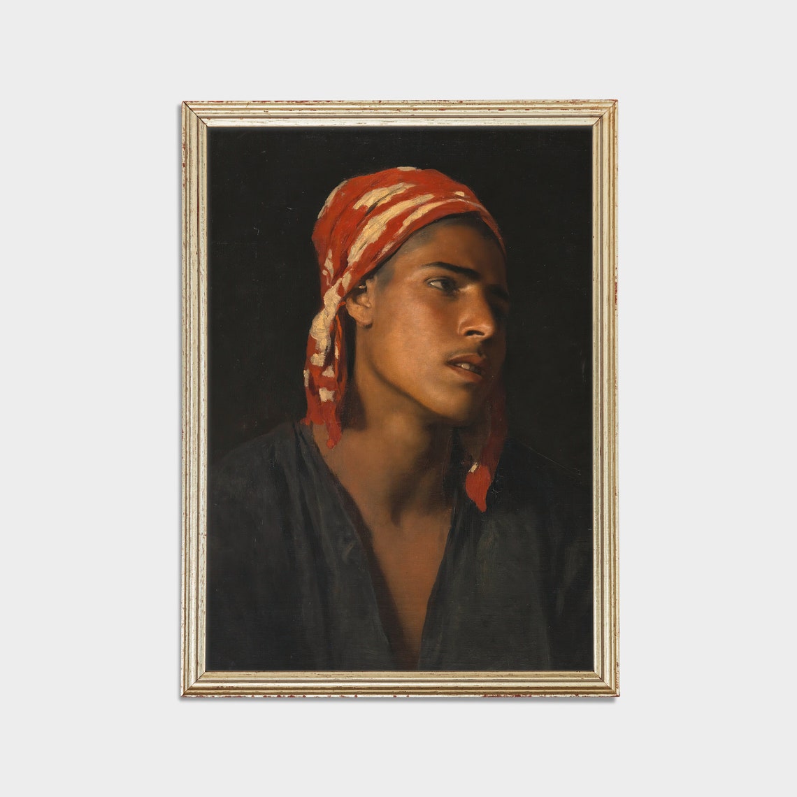 Moody Orientalist Portrait of a Young Man in a Red Headscarf Poster - Image 2