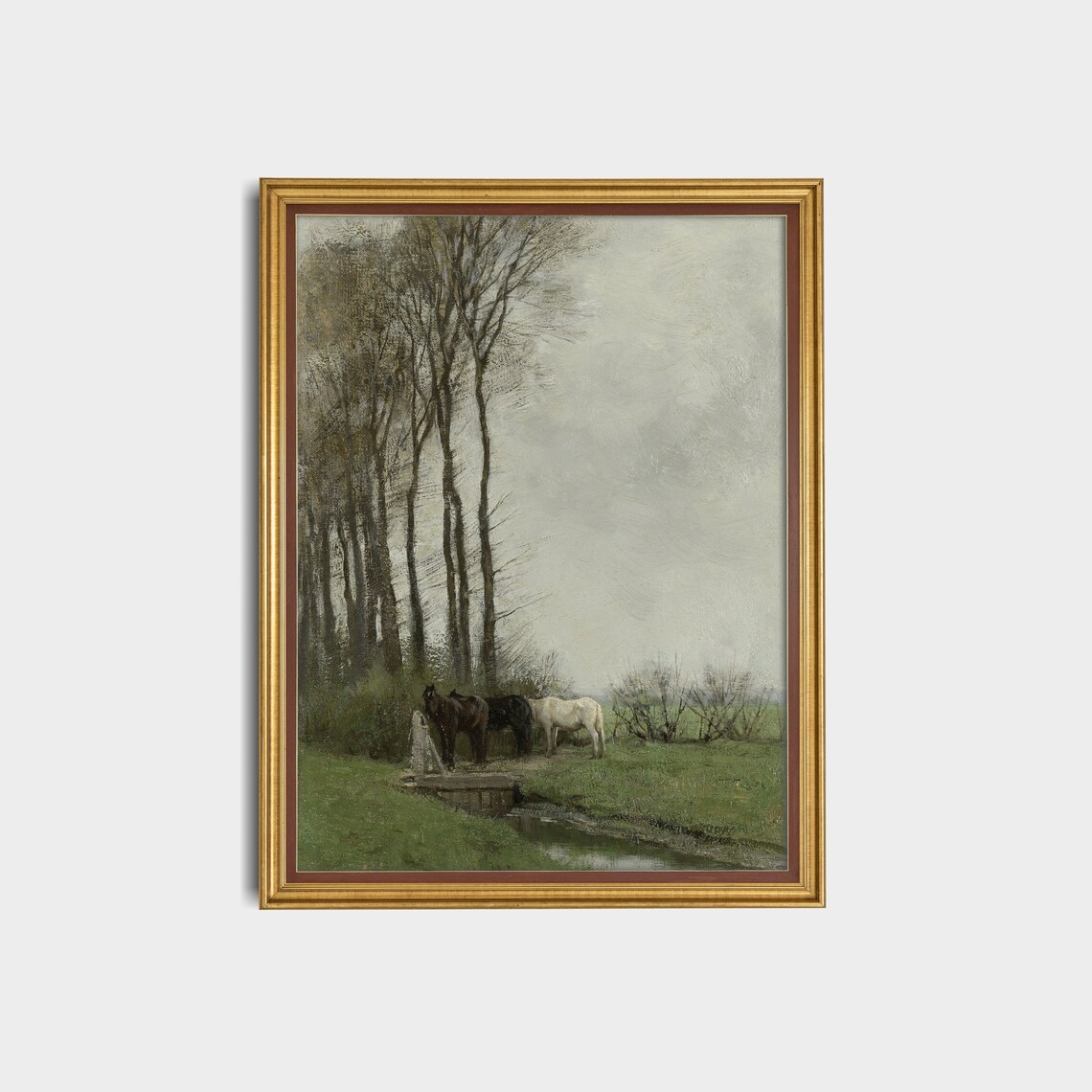 Vintage Horses At The Fence, Farmhouse Art Print - Image 2
