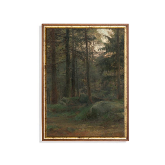 Printed And Shipped Vintage Landscape Painting Antique Tree Forest Wooded Landscape Fine Print Farmhouse Decor Mailed Print
