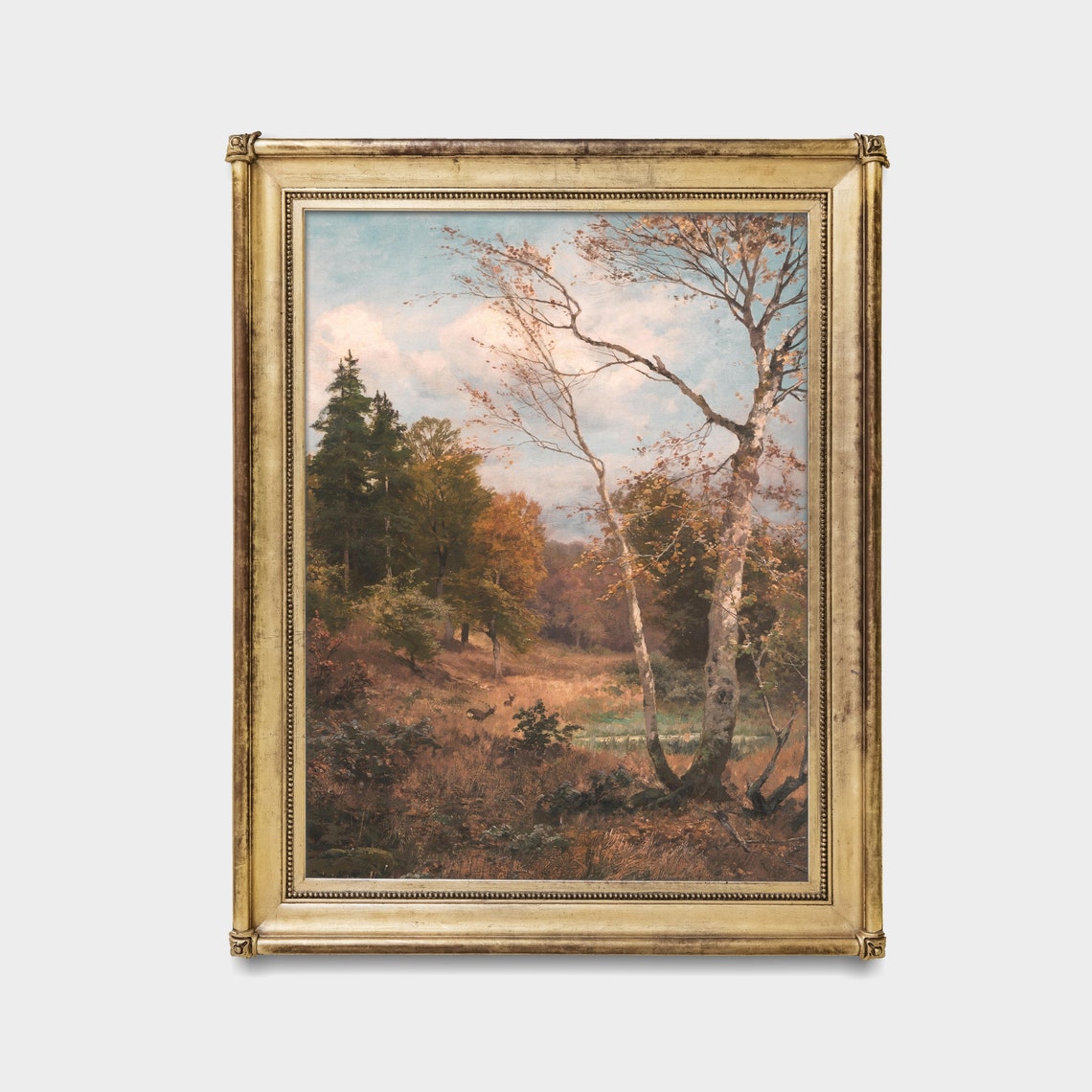 Autumn Birch Forest Clearing Beneath a Bright Blue Sky Poster - Image 3