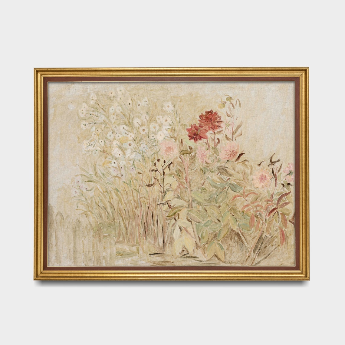 Pale Wildflowers on Aged Canvas Minimal Antique Floral Poster - Image 3
