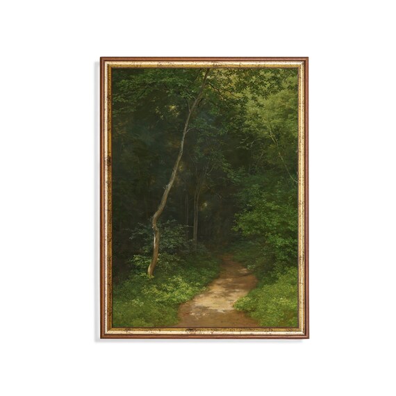 Printed And Shipped Vintage Landscape Painting Antique Tree Forest Wooded Landscape Fine Print Farmhouse Decor Mailed Print