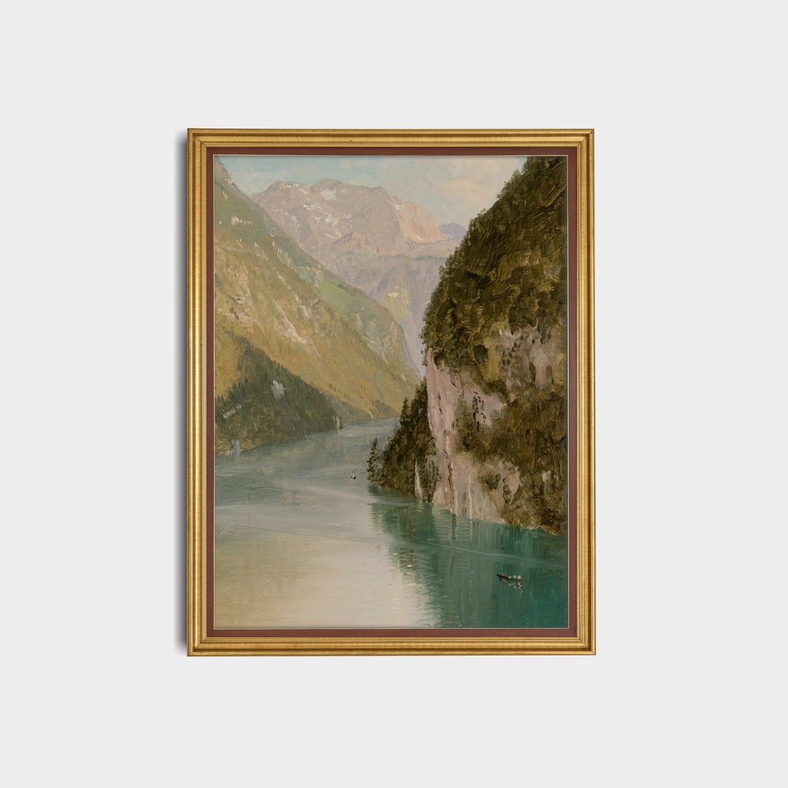 Alpine Mountain Lake Between Steep Cliffs Vintage Landscape Poster - Image 3