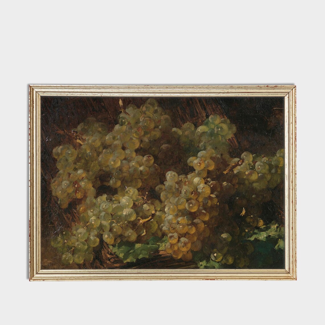 Basket of White Grapes Moody Vintage Still Life Fruit Art Poster - Image 3