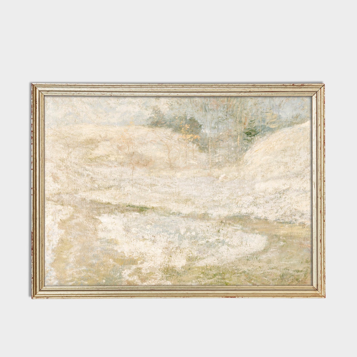 Muted Pale Hazy Hills Landscape in Soft Neutral Tones Poster - Image 2