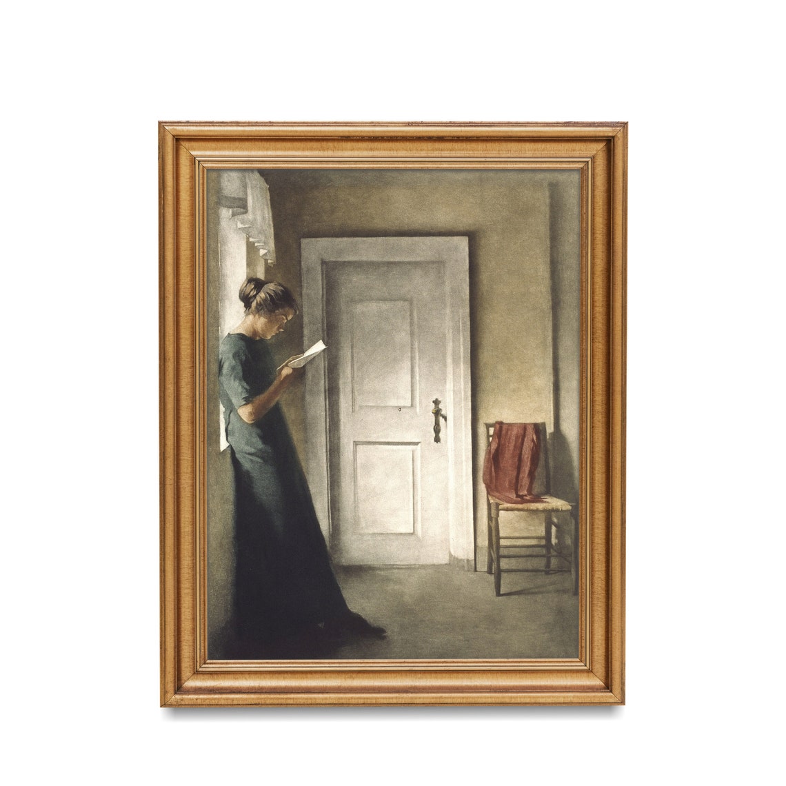 Hammershoi Woman Reading Muted Danish Interior Painting Art Poster - Image 3