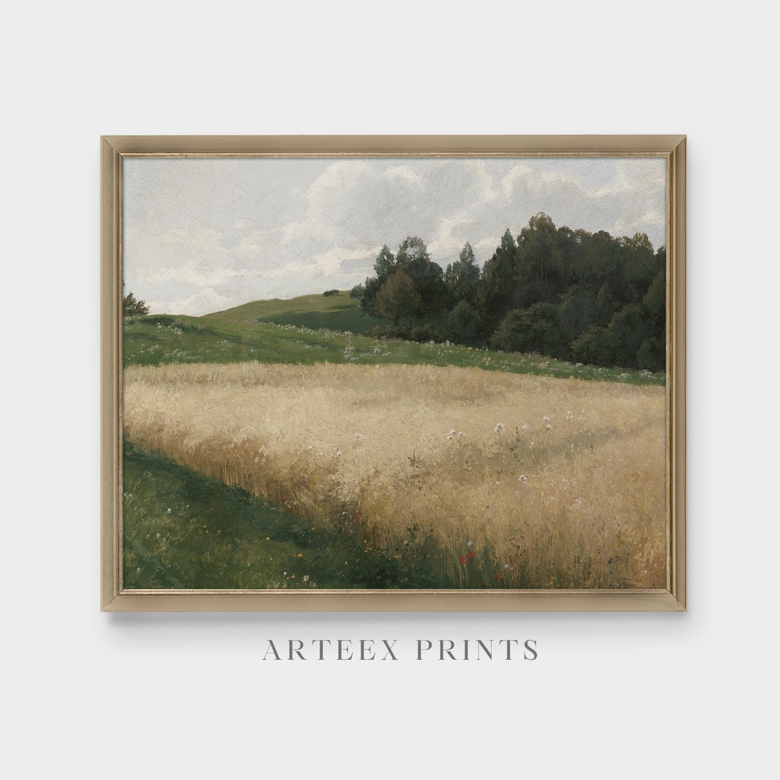 Golden Wheat Field with Trees Antique Summer Landscape Poster - Image 4