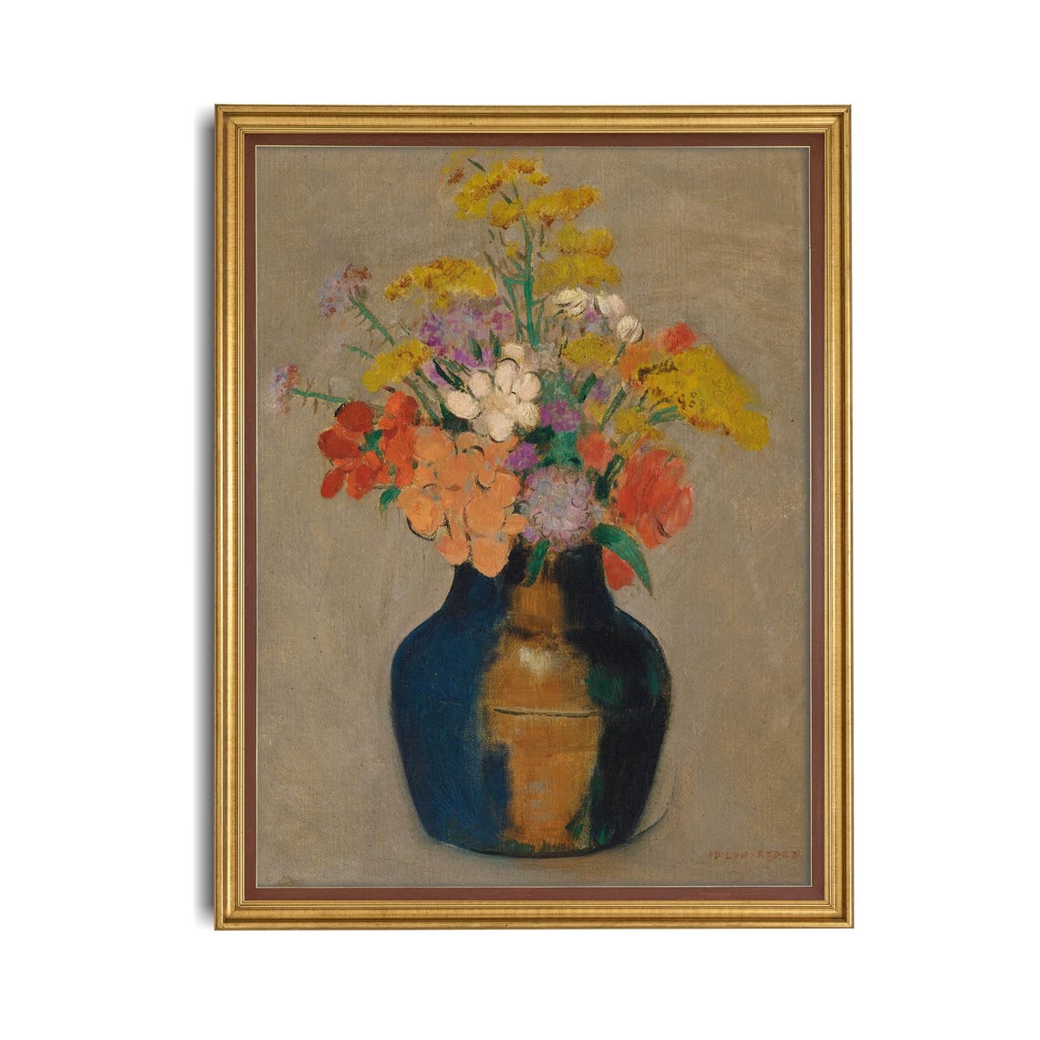 Orange And Yellow Bouquet In A Dark Vase Vintage Floral Poster - Image 4