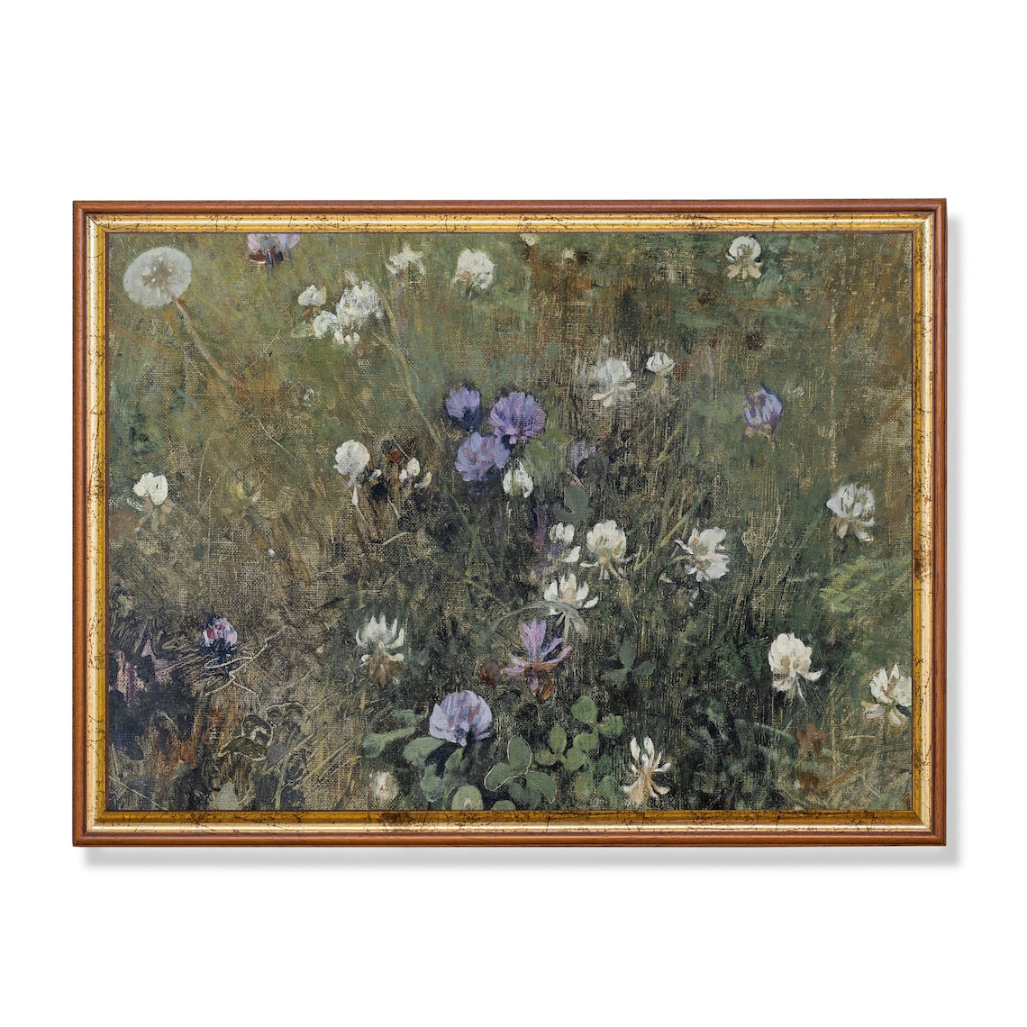 Wildflower Meadow with Clover and Cornflowers Vintage Painting Poster