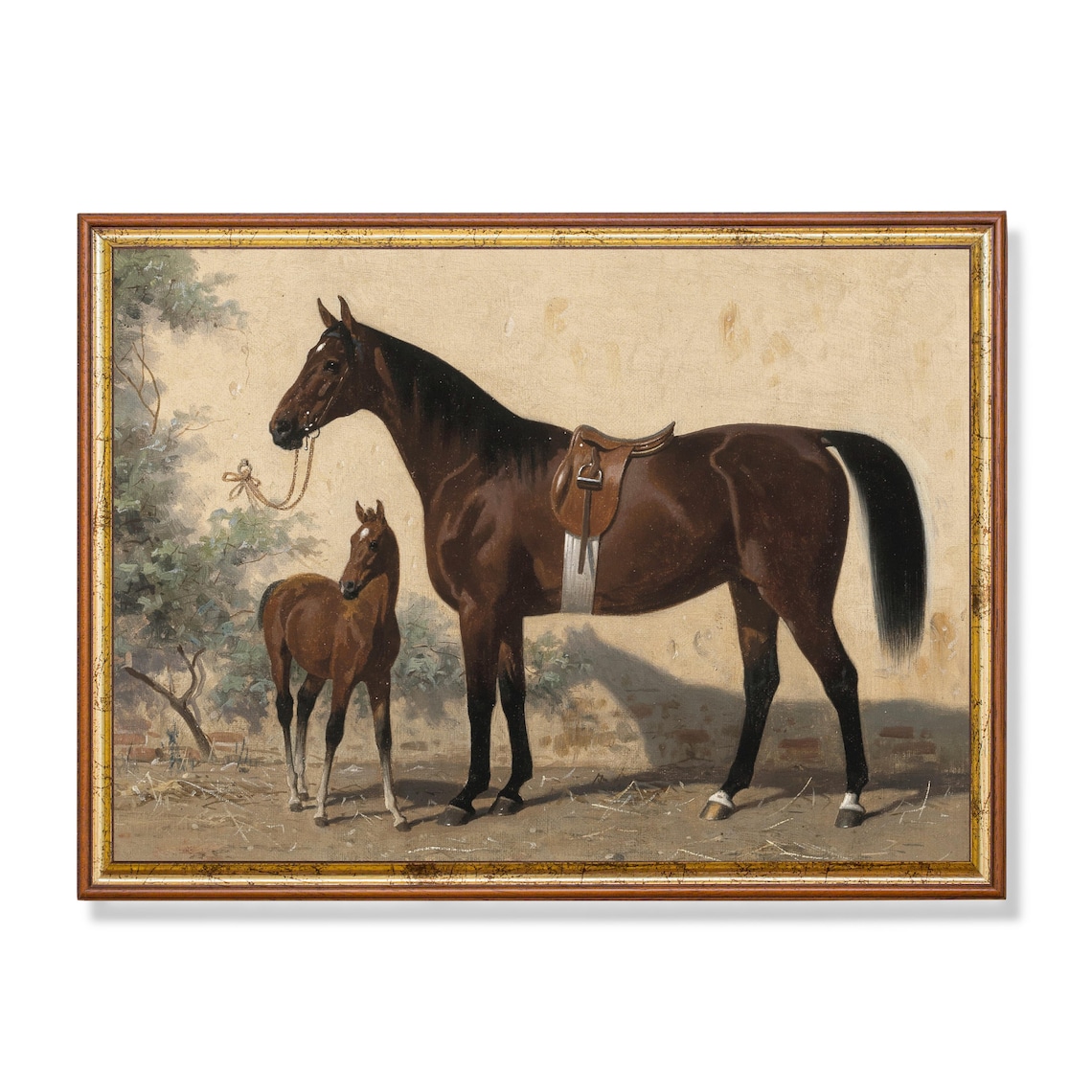 Vintage Horse Painting Farm Animal Poster