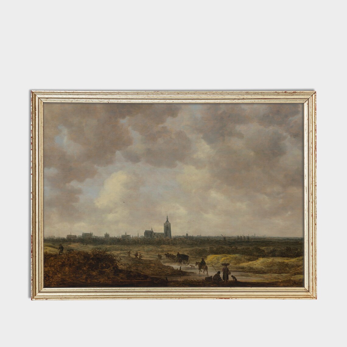 Dutch Town Panorama Travelers Vintage Landscape Painting Poster - Image 3