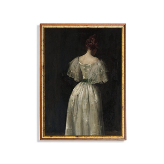 Vintage Painting Woman Portrait Painting Antique Moody Art Dark Academia Wall Art Victorian Print